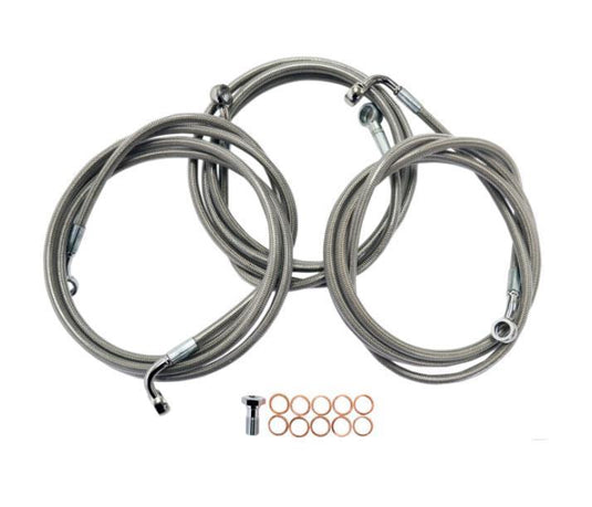 La Choppers LA-8100B13 Stainless Steel Brake Line Kit - 12in.-14in. Ape Hangers