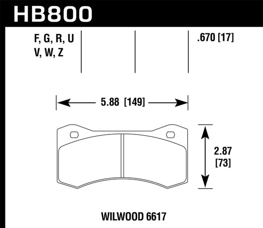 Hawk Performance HB800U.670 HAWK DTC-70 Brake Pad Sets