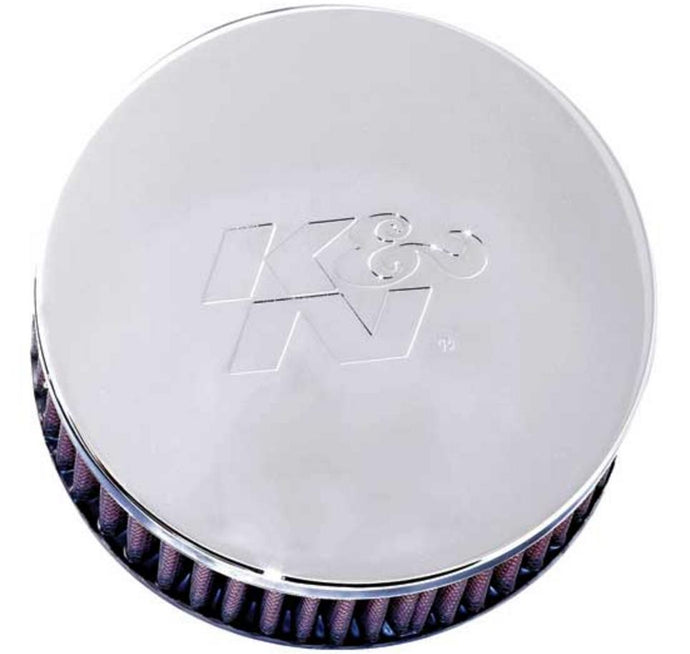 K&N Engineering RC-0850 Universal Round Straight Air Filter - Chrome End Cap