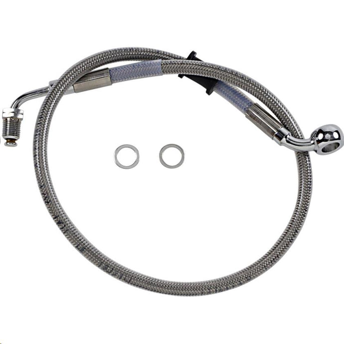 Drag Specialties 1741-5812 Standard Length Upper Front Stainless Steel Brake Line Kit - Clear