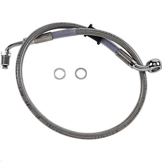 Drag Specialties 1741-5812 Standard Length Upper Front Stainless Steel Brake Line Kit - Clear