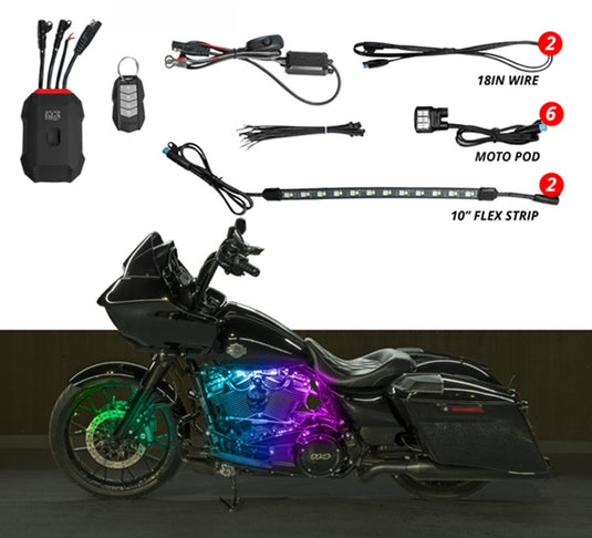 Xk Glow MX-MOTO-MINI XKMax RGBW Addressable Motorcycle Underglow Light Kit - 8pc