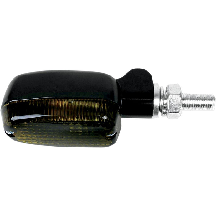 K&S Technologies 25-8302BK Black Satin Aluminum Marker Lights - Oblong with Smoke Lens - Single Filament