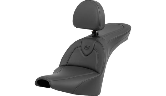 Saddlemen 818-30-187BR Roadsofa Seat - with Backrest - Black/Black Stitching