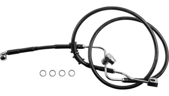 Drag Specialties 1741-6347 Black Vinyl Coated Standard Length ABS Stainless Steel Rear Brake Line Kit