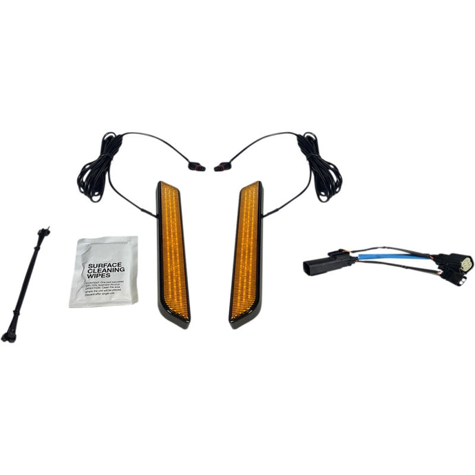 Custom Dynamics CD-FORK-SS6-AB LED Front Fork Lightz - Amber Lens/Black Finish