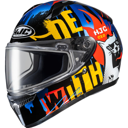 Hjc C10 Snow FOP Youth Helmet with Dual-Lens Shield (X-Small, Blue/Yellow (MC-23))