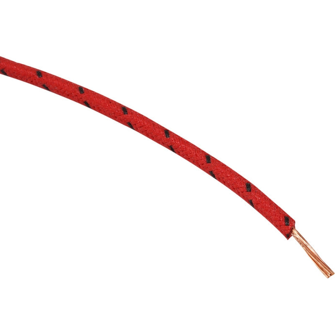 Namz NCBW-20 16-Gauge Cloth Braided Wire - Red with Black Tracer