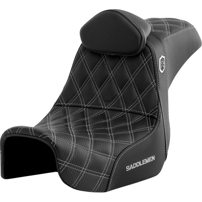 Saddlemen SC80604SILRT Pro Series SDC Performance Gripper Seat with Drivers Backrest - Silver Stitching