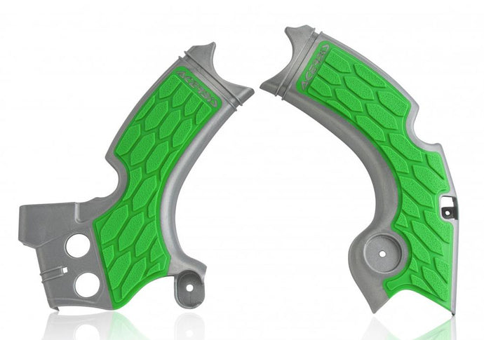 Acerbis 2657591417 X-Grip Frame Guards - Silver/Green