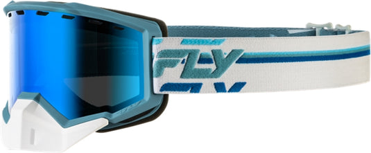 Fly Racing Focus Snow Goggles (One Size Fits Most, White/Blue / Dark Blue Mirror/Polarized Blue Lens)