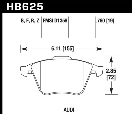 Hawk Performance HB625B.760 HAWK HPS 5.0 Brake Pad Sets