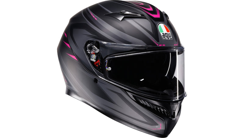 Load image into Gallery viewer, Agv K3 Syth Helmet (Large, Matte Black/Pink)
