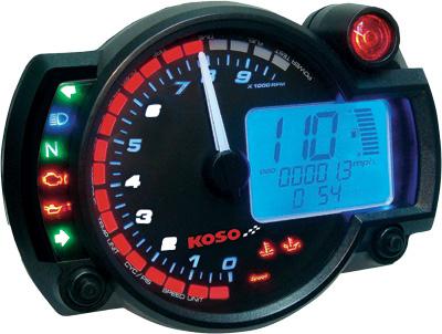 Koso North America BA015B15 RX-2N GP Style Multi-Function Gauge - 10,000 RPM - Black Panel
