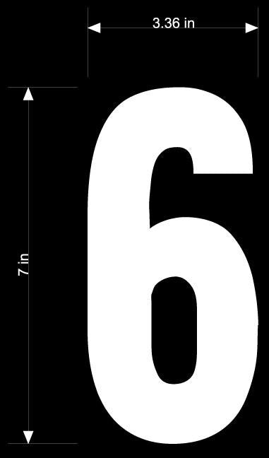 Dirt Digits XT73W-6 Extreme Digits Competition Stick-On 7in. White Number - 6