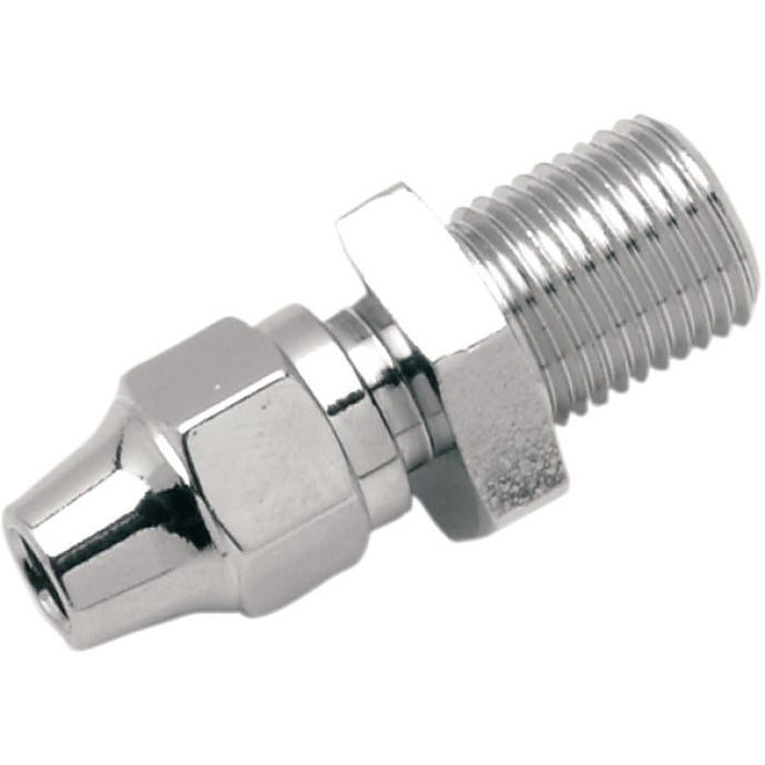 Drag Specialties 1742-0064 Universal Chrome Male Straight Master Cylinder/Single Fitting - 7/16in.-24