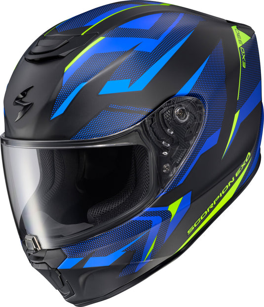 Scorpion EXO-R330 Saga Helmet (Large, Black/Blue/Hi-Vis)