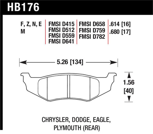Hawk Performance HB176N.614 HAWK HP+ Brake Pad Sets