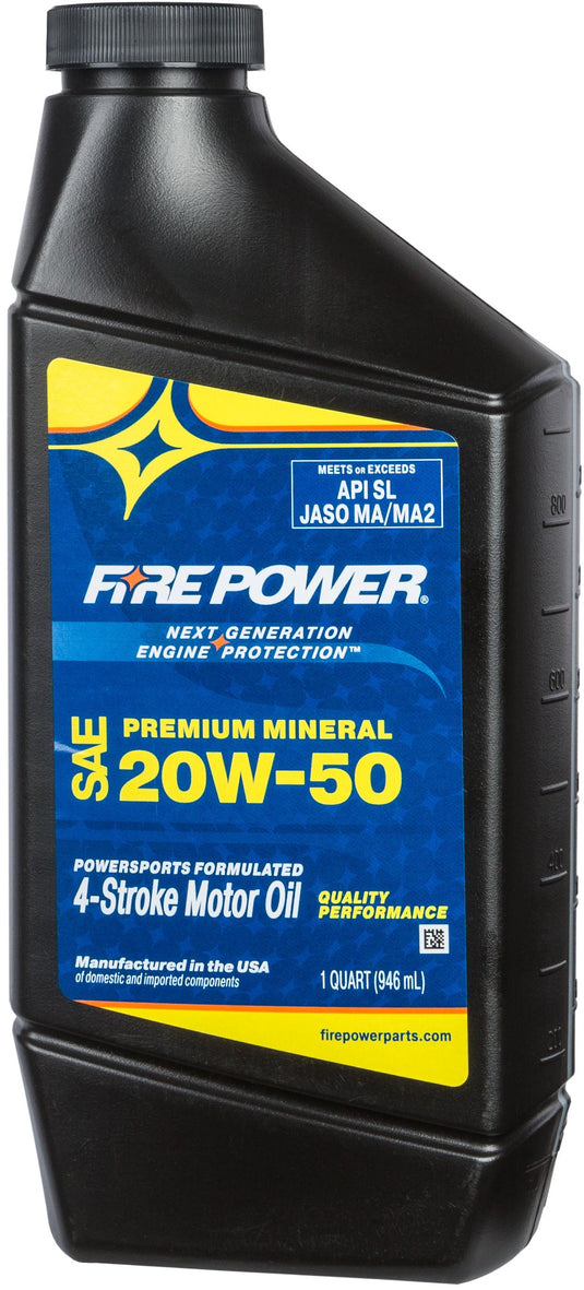Fire Power 196973 Premium Mineral Motor Oil - 20w50 - 1qt.