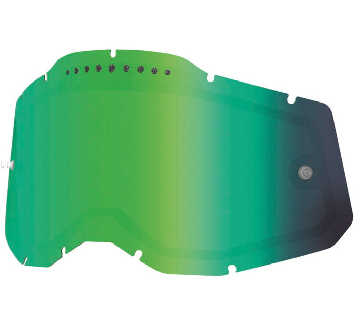 100% Replacement Dual Vented Lens for Racecraft 2/Accuri 2/Stratus 2 Goggles - Green Mirror