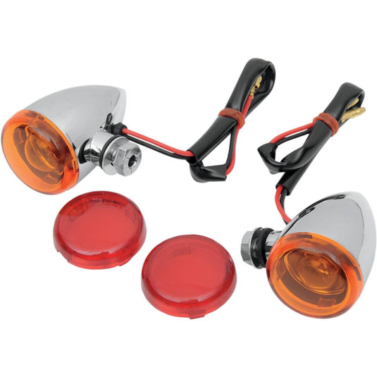Drag Specialties 2040-0531 Mini Deuce Marker Lights with Bolt Mount - Chrome Housing - Amber/Red Lens