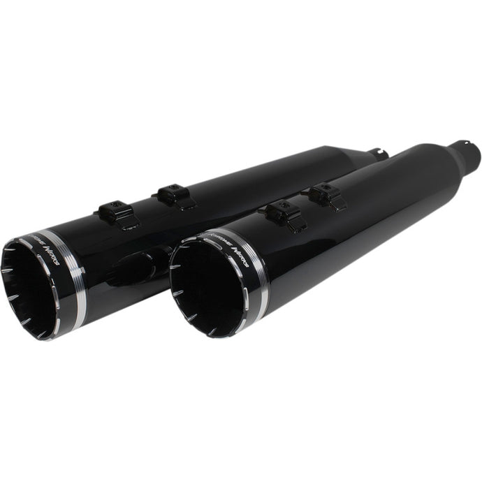 Khrome Werks 202640 4.50in. HP-Plus Slip-On Mufflers - Obsidian Tracer Tip Billet End Caps
