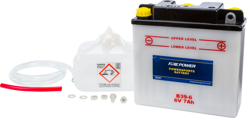 Fire Power B39-6 Conventional 6V Standard Battery with Acid Pack