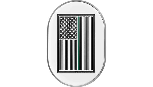 Figurati Designs FD72-AC-SS-RT Antenna Cover - Mirror Polish with Green Line American Flag