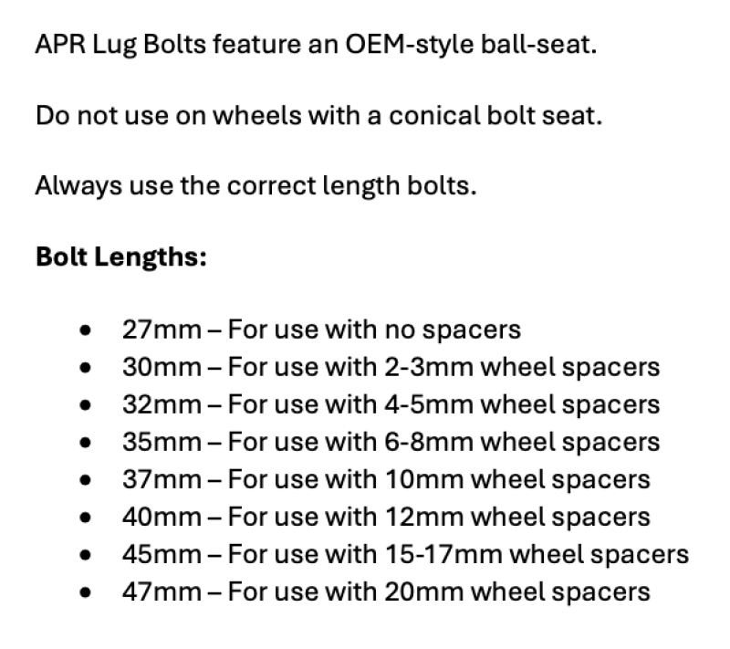 Load image into Gallery viewer, Apr MS100186 APR Lug Bolts
