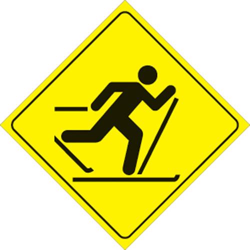 Voss 446 CCS YR 12x12in. Reflective Trail Sign - X-Country Skiing (Yellow/Black)