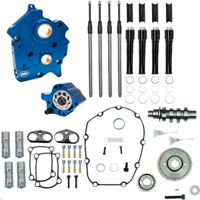 S&S Cycle 310-1014A Gear Drive Camchest Kit for M-Eight -  Gloss Black Pushrod Tubes with 475 Cam