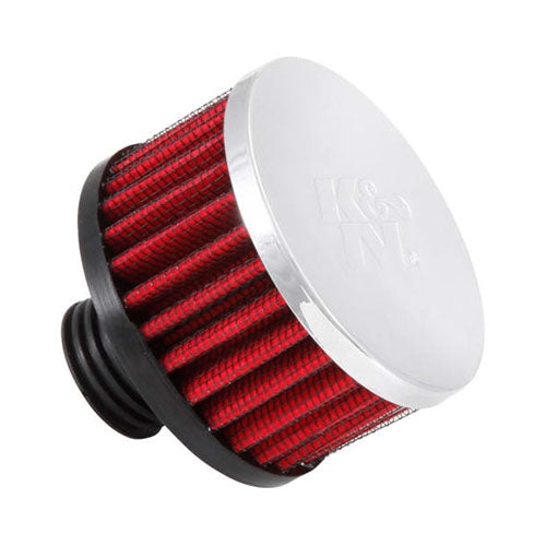 K&N Engineering 62-1495 Rubber Base Crankcase Vent Filter - 1/2in. Flange - Chrome End Cap