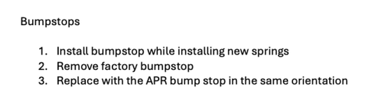 Apr SUS00025 APR Bumpstops