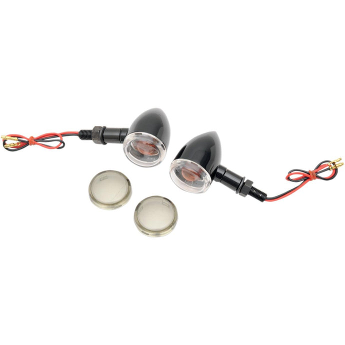Drag Specialties 2040-1040 Mini Deuce Marker Lights with Stud Mount - Gloss Black Housing - Clear/Smoke Lens