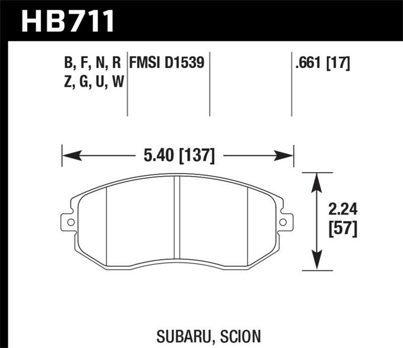 Load image into Gallery viewer, Hawk Performance HB711W.661 HAWK DTC-30 Brake Pad Sets
