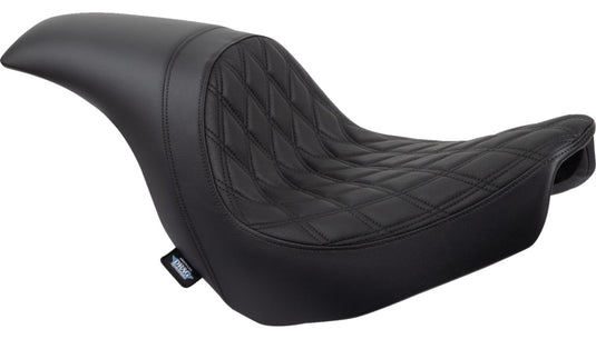 Drag Specialties 0802-1517 Predator Seat - Double Diamond - Black with Black Sitching