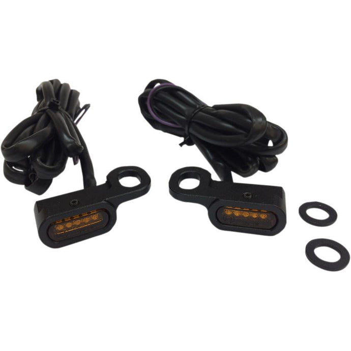 Drag Specialties 2040-2130 LED Handlebar Marker Lights - Black/Amber Lens