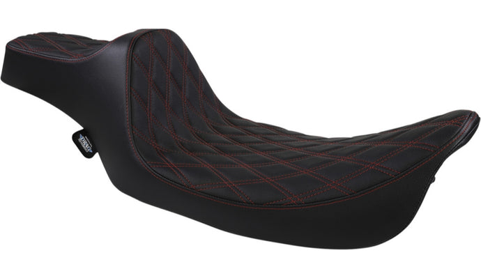 Drag Specialties 0801-1371 Extended Reach Predator III Seat - Double Diamond, Red Thread