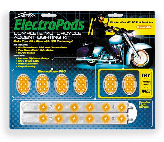 Street Fx Lighting 1042463 Electropods Lightpod/Strip Kit - Orange/Chrome