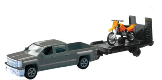 New Ray Toys 19535A 1:43 Scale Chevy Truck with Trailer and Dirt Bike