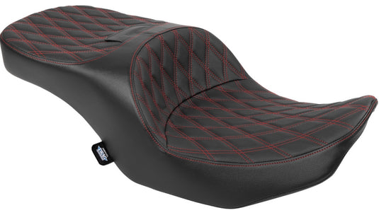 Drag Specialties 0801-2100 Freedom Touring Seat - Double Diamond - Red Thread (Black)