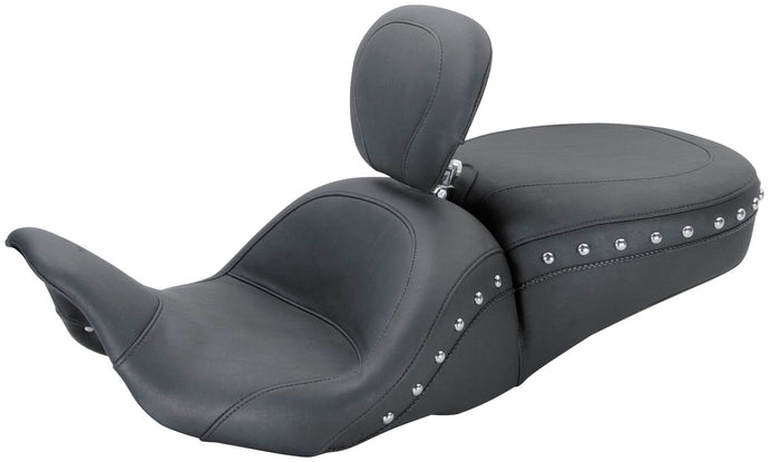 Mustang 79704 1-Piece Lowdown Touring Seat with Driver Backrest - Chrome Studs