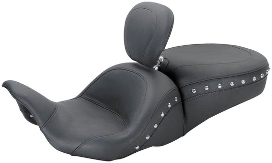 Mustang 79704 1-Piece Lowdown Touring Seat with Driver Backrest - Chrome Studs