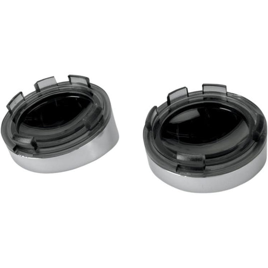 Drag Specialties 2020-0402 Visor style Bezel and Lens for Deuce style Turn Signals - Smoke/Mirror