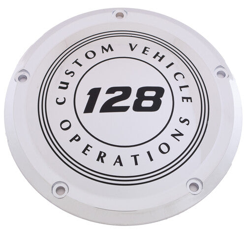 Custom Engraving Ltd 128-10-46 Displacement Derby Cover - 128 Cubic Inch CVO - Chrome