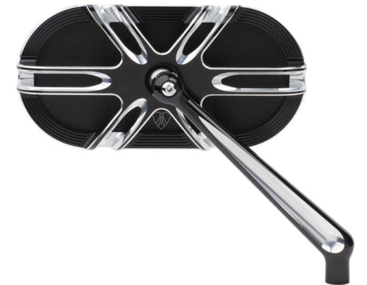 Arlen Ness 13-166 Caged Series Deep Cut Mirror - Right - Black