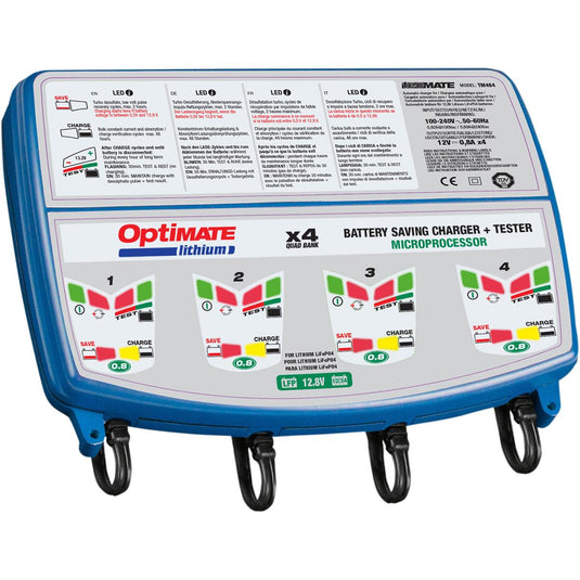 Tecmate TM485 Optimate Lithium 0.8A 4-Bank Battery Charger