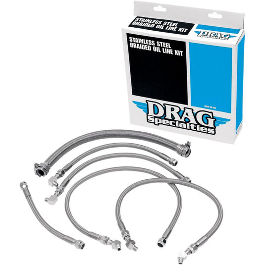 Drag Specialties 0711-0034 Stainless Steel Braided Oil Line Kit