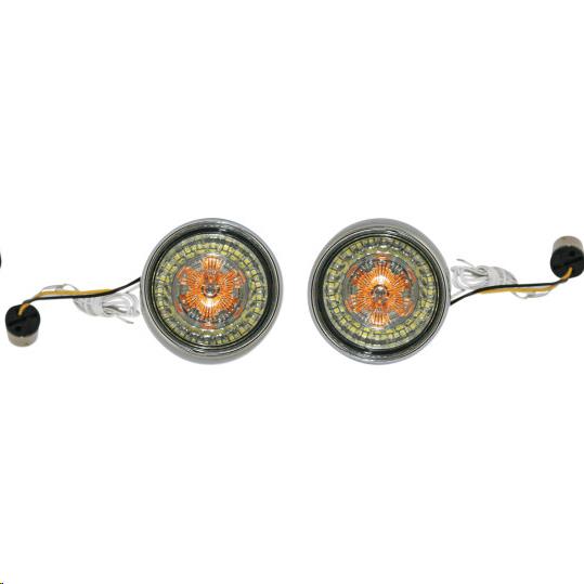 Custom Dynamics PB-BB-AW-1156CS Bullet Bezel Turn Signal Inserts for Models with 1156 Contact Bases - Chrome/Smoke Lens
