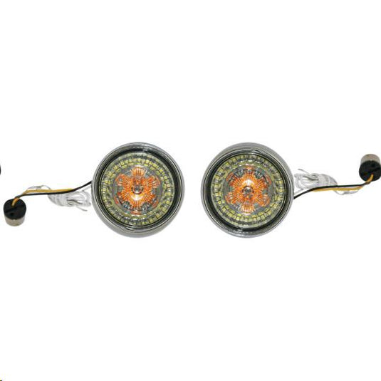 Custom Dynamics PB-BB-AW-1156CS Bullet Bezel Turn Signal Inserts for Models with 1156 Contact Bases - Chrome/Smoke Lens